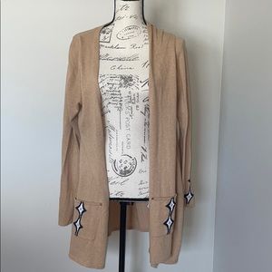 Indigenous Organic Sweater with tribal pattern SIZED IS LARGE EUC